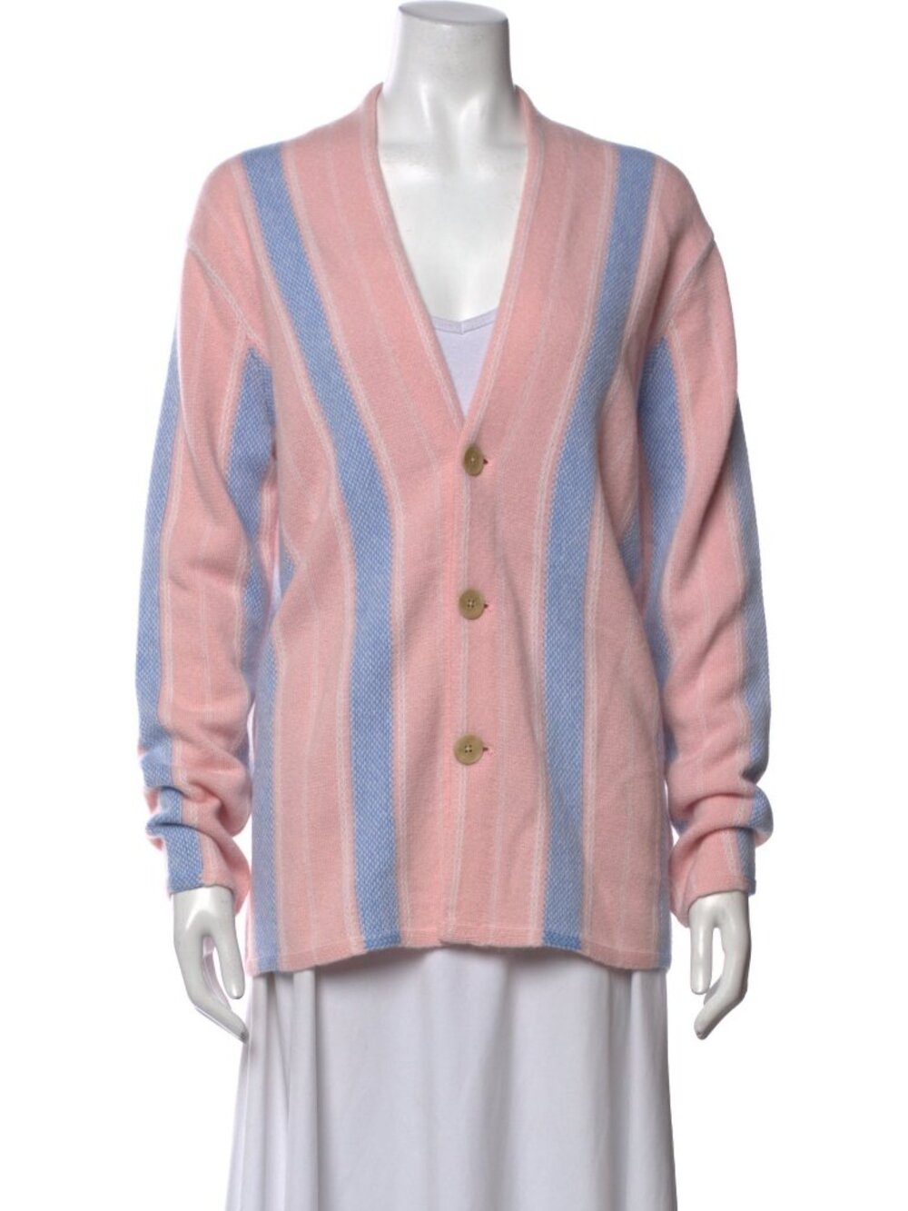 Guest in Residence Baja Everywear Striped Cashmere Cardigan Pink and Blue